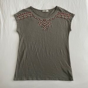 Embroidered Olive Green Women's Top